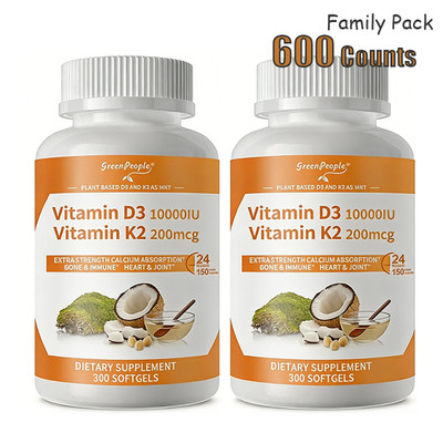 Vitamin K2 (200mcg) + Vitamin D3 (1,0000 IU) Bones Joint Heart Health Support