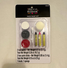 Dia de los Muertos Face Paint Kit White Black Red with Brush  Sponge