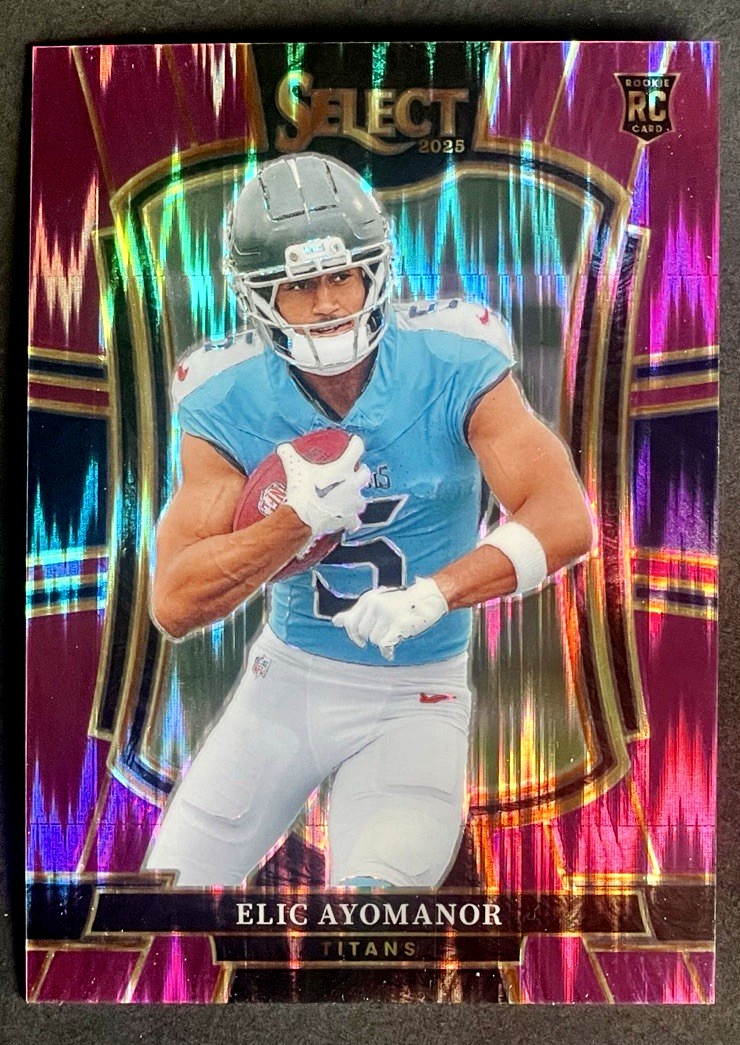 2025 Select Elic Ayomanor /699 Rookie Purple Shock Prizm Premier RC #127 Titans