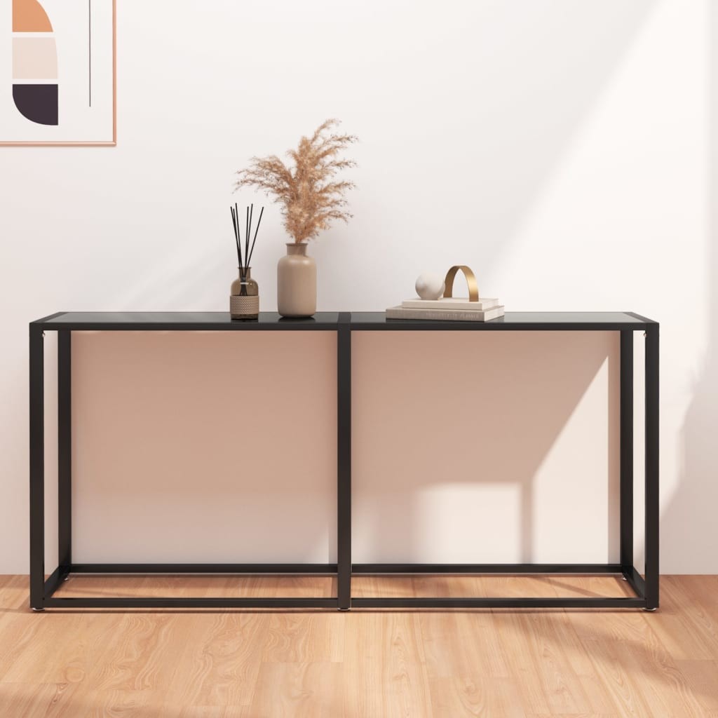 Tavolo Consolle Nero 160x35x75,5 cm in Vetro Temperato 2404715