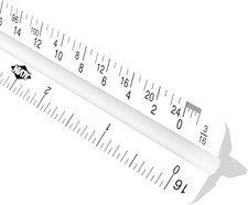 Architect Triangular Scale Ruler 12" Model 110P White with Black Graduations, Ar