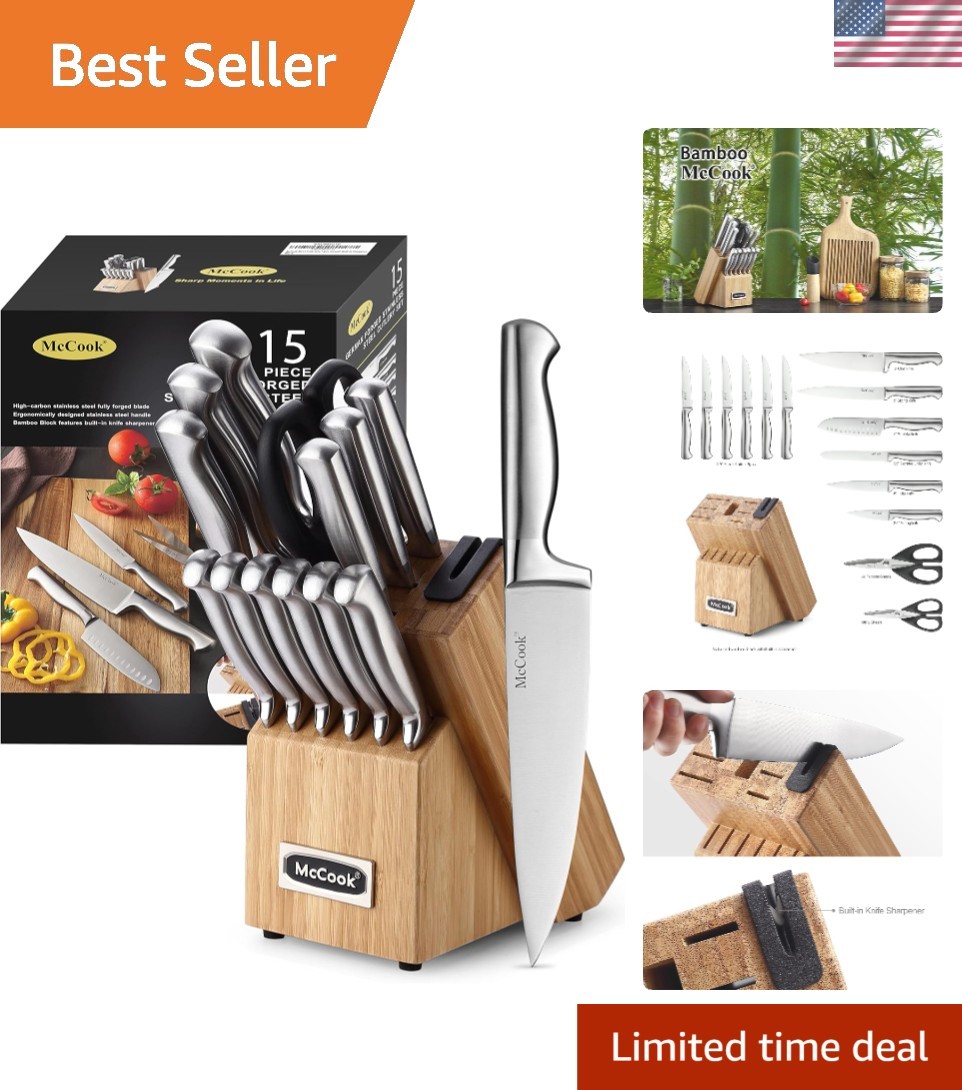 Set With 15 Pieces & Self-sharpening Block