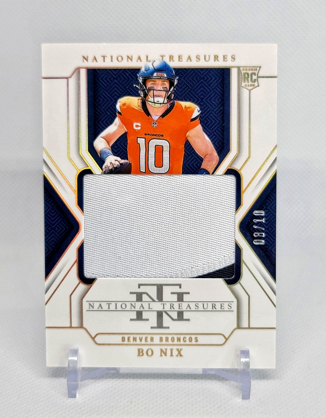 BO NIX 2024 National Treasures True Rookie Patch Holo Gold /10 #209 Broncos