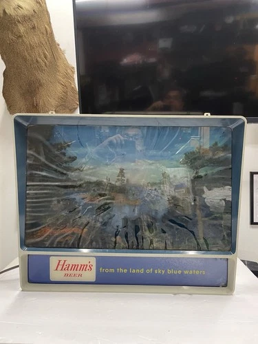 1956 Vintage Hamm’s TV Rippler Motion Moving Water Lighted Beer Sign! READ DESC