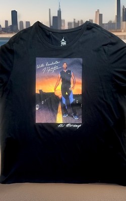 AIR JORDAN PHOTO ROOKIE AIR JORDAN TAKING FLIGHT  GRAPHIC T SHIRT BLACK MENS XXL