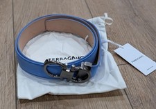  550 Salvatore Ferragamo Gancini Suede Belt Blue Naturale 90 US 36