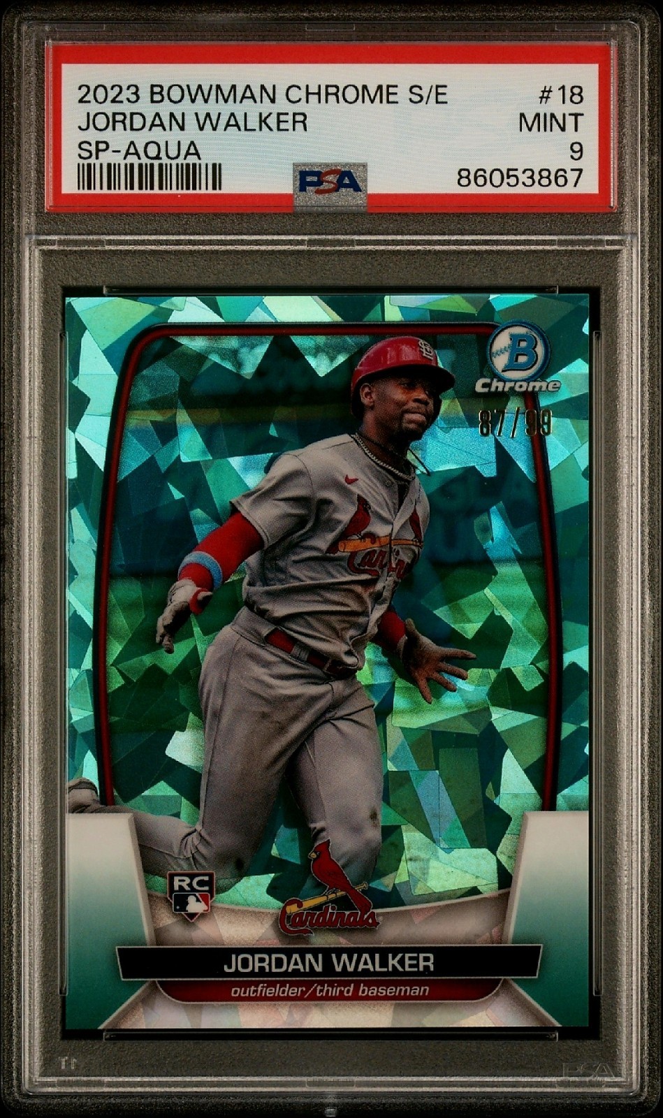 2023 Bowman Chrome Sapphire JORDAN WALKER RC Image Variation Aqua /99 PSA 9 🔥🔥