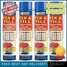 EVERBUILD FIX & FILL EXPANDING FOAM FILLER QUICK SETTING FILLS GAPS 500ML 750ML