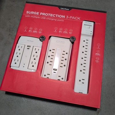 [New] CyberPower Surge Protector, 3-pack With Multiple USB Charging 