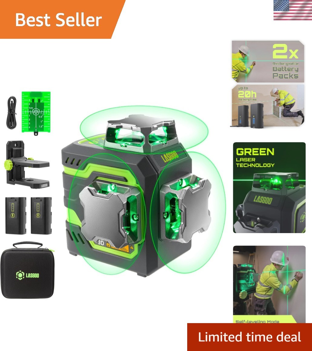 Versatile 3x360° Green Laser Level with Magnetic Stand for DIY & Construction