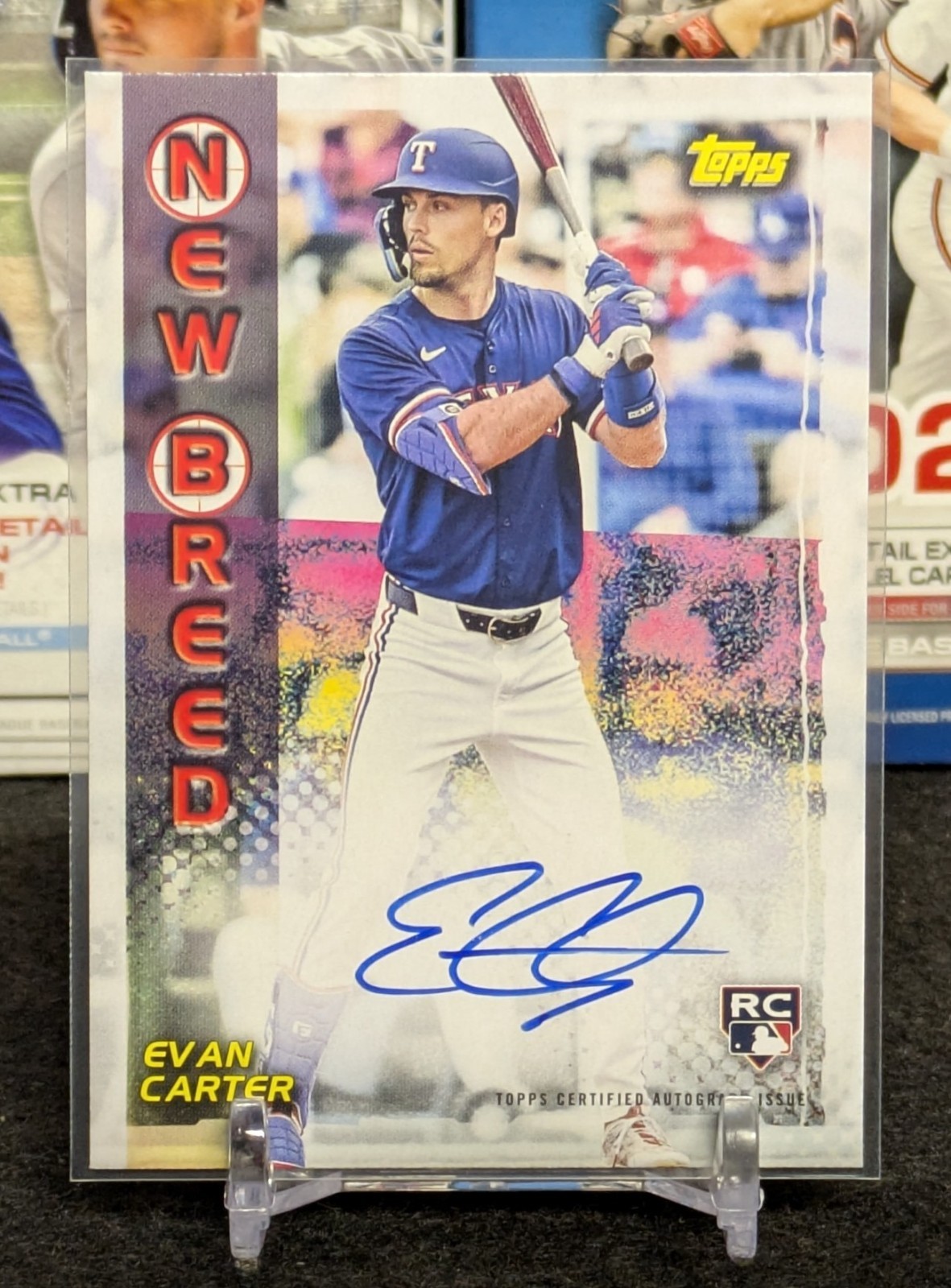 2024 Topps Archives Evan Carter 1999 New Breed On-Card Auto Rangers RC Rookie