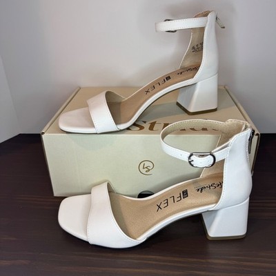 LifeStride Cassidy Block Heel Sandal Soft System White 8.5 M New