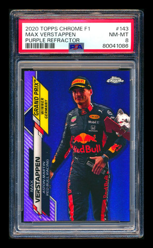 2020 Topps Chrome F1 #143 Max Verstappen RC Purple Refractor #231/399 PSA 8