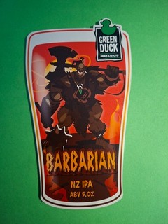 GREEN DUCK brewery BARBARIAN real ale beer pump clip badge Stourbridge