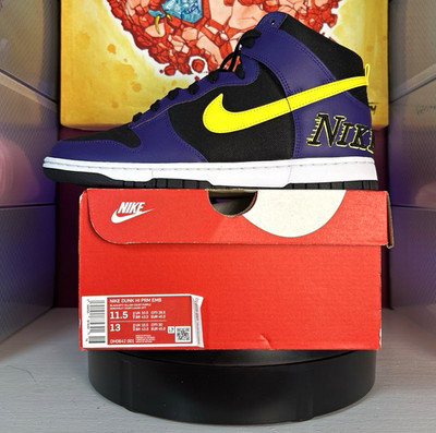 Nike Dunk High PRM EMB ''Lakers'' Men s Court Purple/Black/Opti Yellow Sz. 11.5