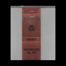Matchbook Cover BPOE Elks Lodge No. 827 Seattle, WA