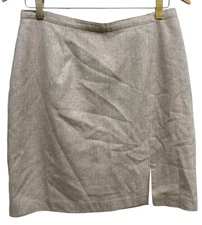 Vintage Isaac Skirt 14 Beige Wool Line Mini Split