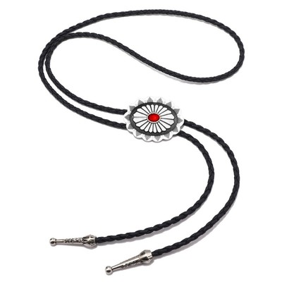Braided Shoestring Celts Bolo Tie with Engraved Charm Cowboy Necktie Necklace