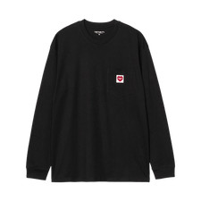 Carhartt WIP Pocket Heart Long Sleeve T-Shirt Black Red
