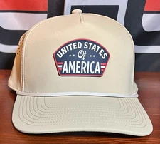 United States of America Badge Curved Rope Golf Hat - New Branded Bills Cap