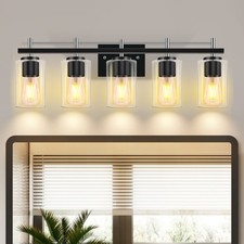 5-Light Brushed Nickel Bathroom Vanity Light  Silver Finish Wall Sconce E26 Base