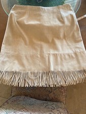 Hippie Beige Leather skirt w/fringe vintage sz 12 bohemian, festival