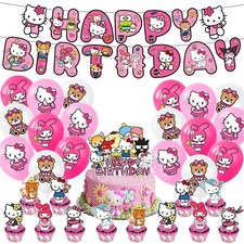 Hello Kitty  Friends Birthday Party Decora Supplies  Balloon Banner Cake Toppers