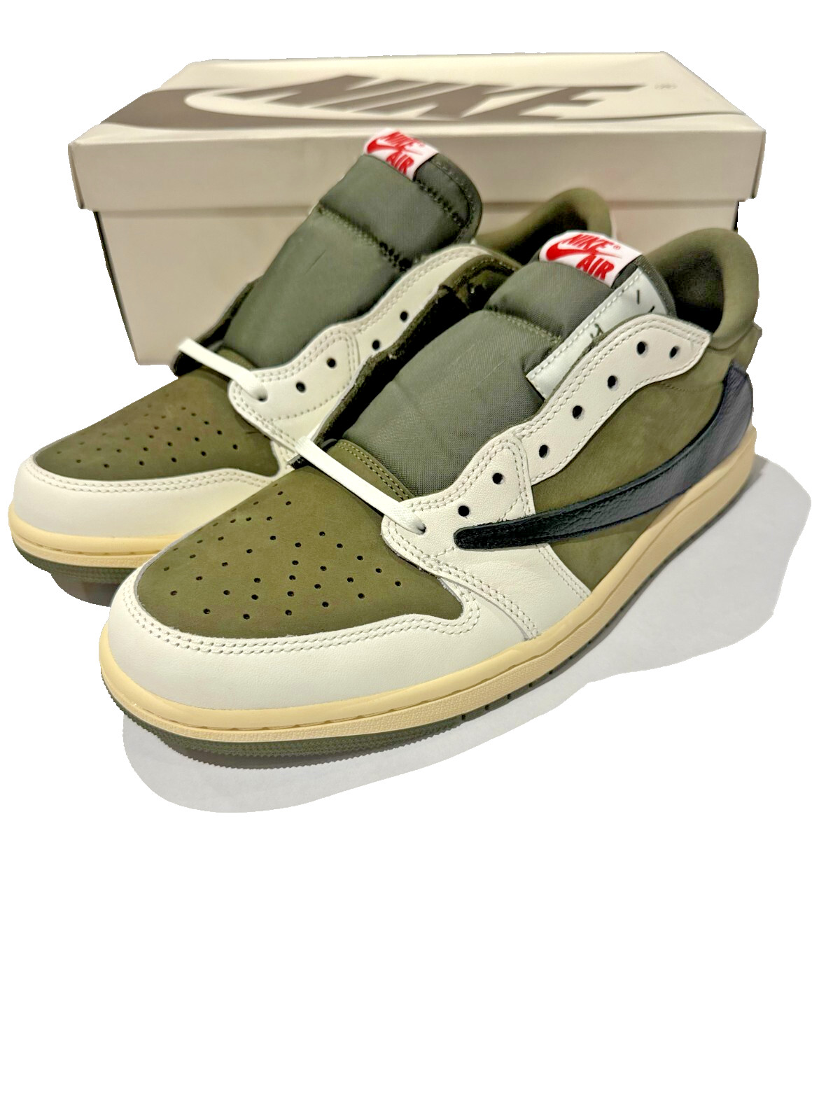Travis Scott Jordan 1 Medium Olive Size UK10.5, UK 7,7.5,8,8.5,9, 11 & 12 New image 5