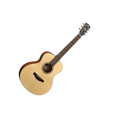 Kepma ES36E-K10 Mini OM Elektroakustische Reisegitarre, Natur mit Effekten