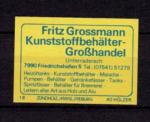 411374/ Zündholzetikett  Kunststoffbehälter Großhandel Grossmann Friedrichshafen - 第 1/1 張圖片