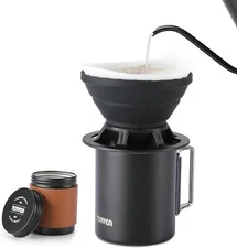 Tuffen Pour Over Coffee Maker, Portable Pour Over Coffee Set, Collapsible Filter