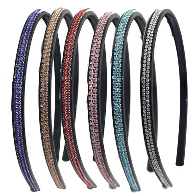 5pcs Bling 2-Row Crystal Rhinestone Headband Hair Hoops 8mm Fancy Hair