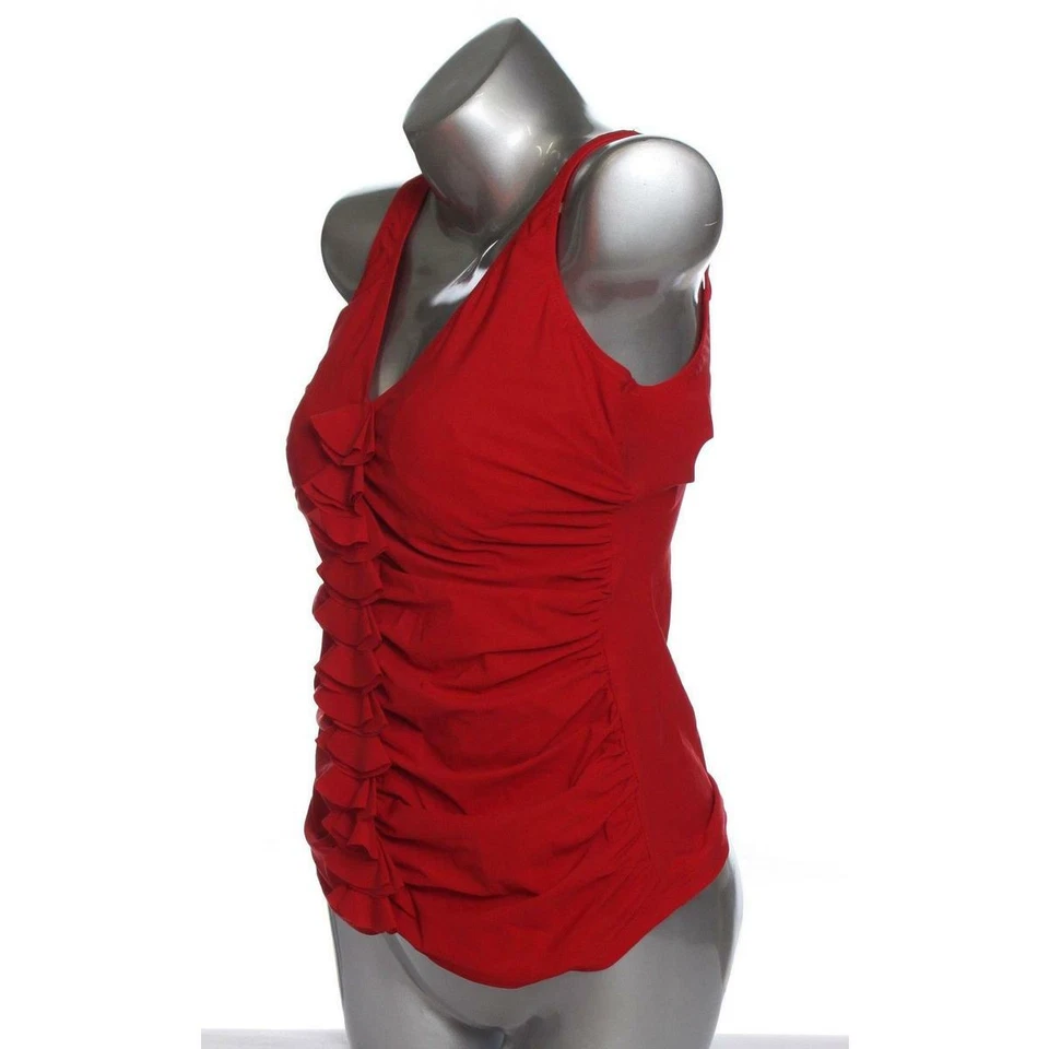 Tankini de natación Profile 34D rojo liso para mujer trajes de baño venta diseñador moda Foto 2 de 3