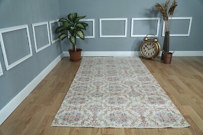 BEIGE AREA RUG, Turkish Vintage Rug, Boho Decor Rug Carpet, 4.17x7.94 ft. H-2000