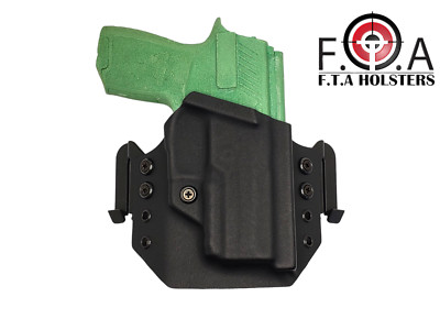 outside the waistband holster W/ adjustable retention  Pancake with quick clips.