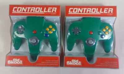 2 Controller Remote In Green For N64 Brand New OLD SCHOOL.