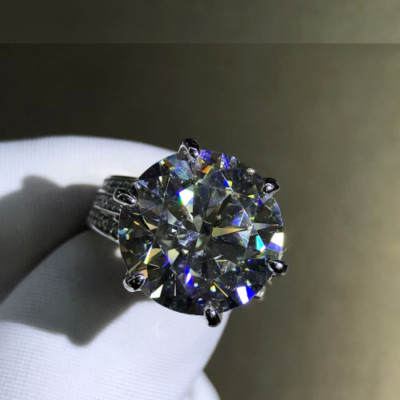 4.20 Ct Treated Off White Diamond Solitaire Cocktail Statment Ring ,925 Silver