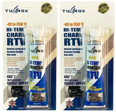 TUFROX 2 Pack Hi-Temp 350° Heat Resistant Car OEM 662F Silicone Sealant Adhesive 45g UK