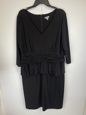 Eliza J Little Black Peplum Ruched Waist Pencil Dress Sz:18W 