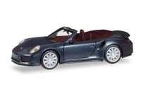 Herpa 1:87 038928 Porsche 911 Turbo Cabriolet Tiefschwarzmetallic Neu Ovp
