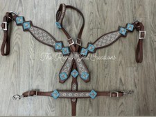 Western Leather Tack Set of headstall and Breast Collar Collar