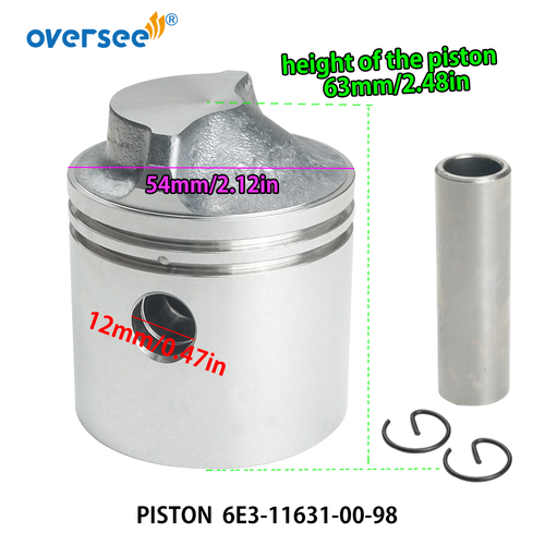 6E3-11631-00-98 & 6J1-11631-00 Piston Kit Std For Yamaha Outboard 5HP 2T 54MM - Picture 4 of 5