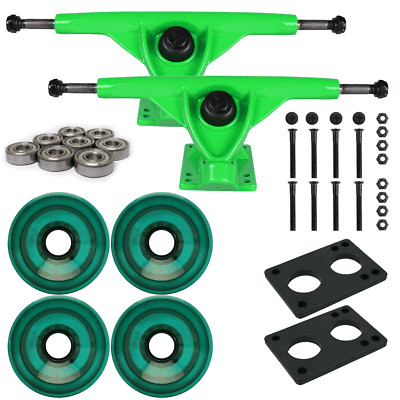 Longboard 181mm Reverse Kingpin Green Trucks 70mm Translucent Green Wheels with 