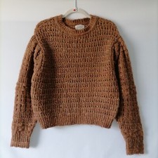 NWT Universal Thread Women Brown Crewneck Open Knit Sweaters Size Medium