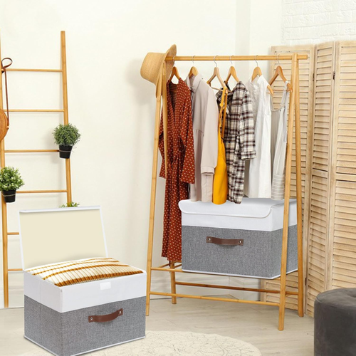 Collapsible Storage Bin, Cube Organizer Basket, Fabric Box with Lids, Washable a - Picture 5 of 6