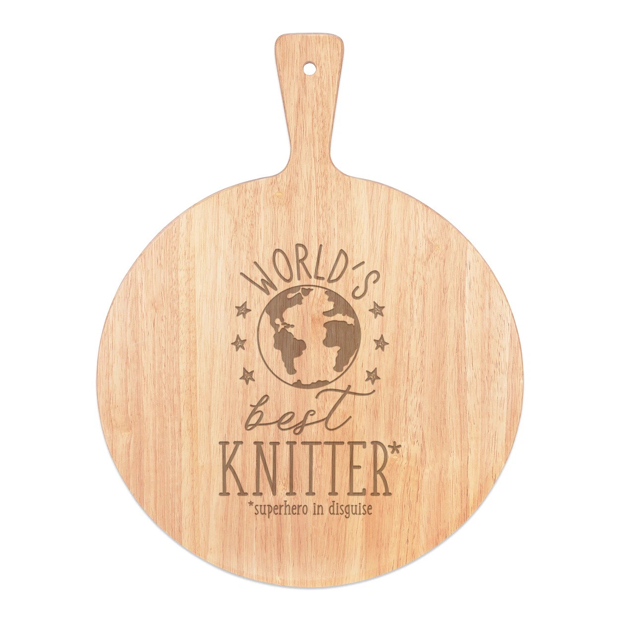 World's Best Knitter Pizza Board Paddle Wooden Favourite Awesome Mum Funny