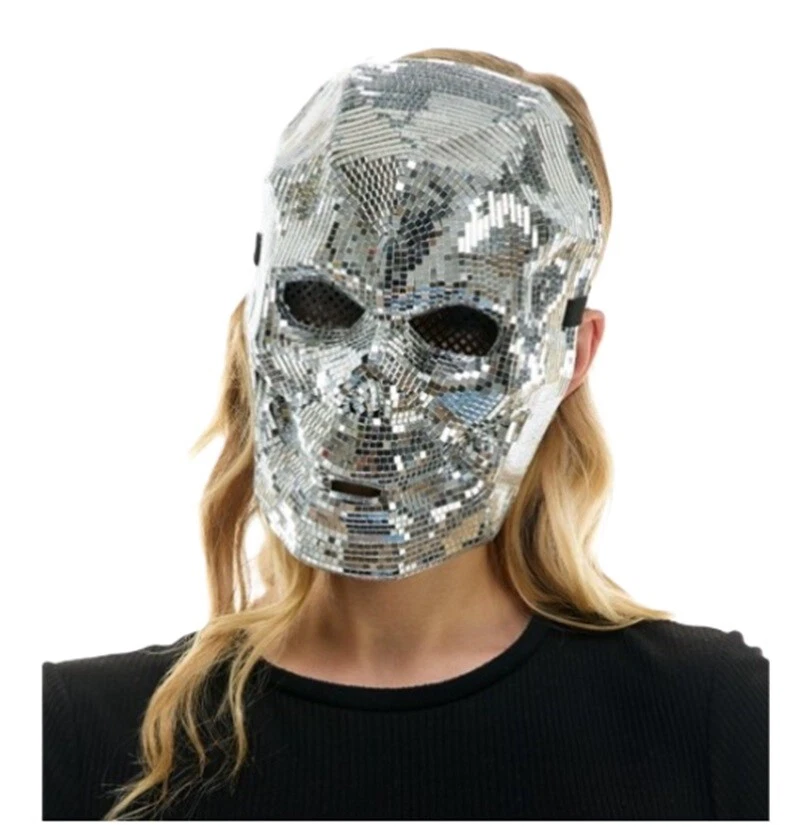 Mirror Glass Skull Mask - Disco - Costume Accessory - One Size - 4 Colors - Image 2 of 4
