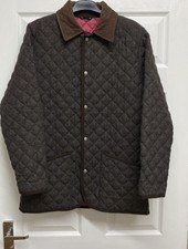Womens Mackintosh Scotland Wool Quilted Jacket Brown Pink Shooting Equestrian 38