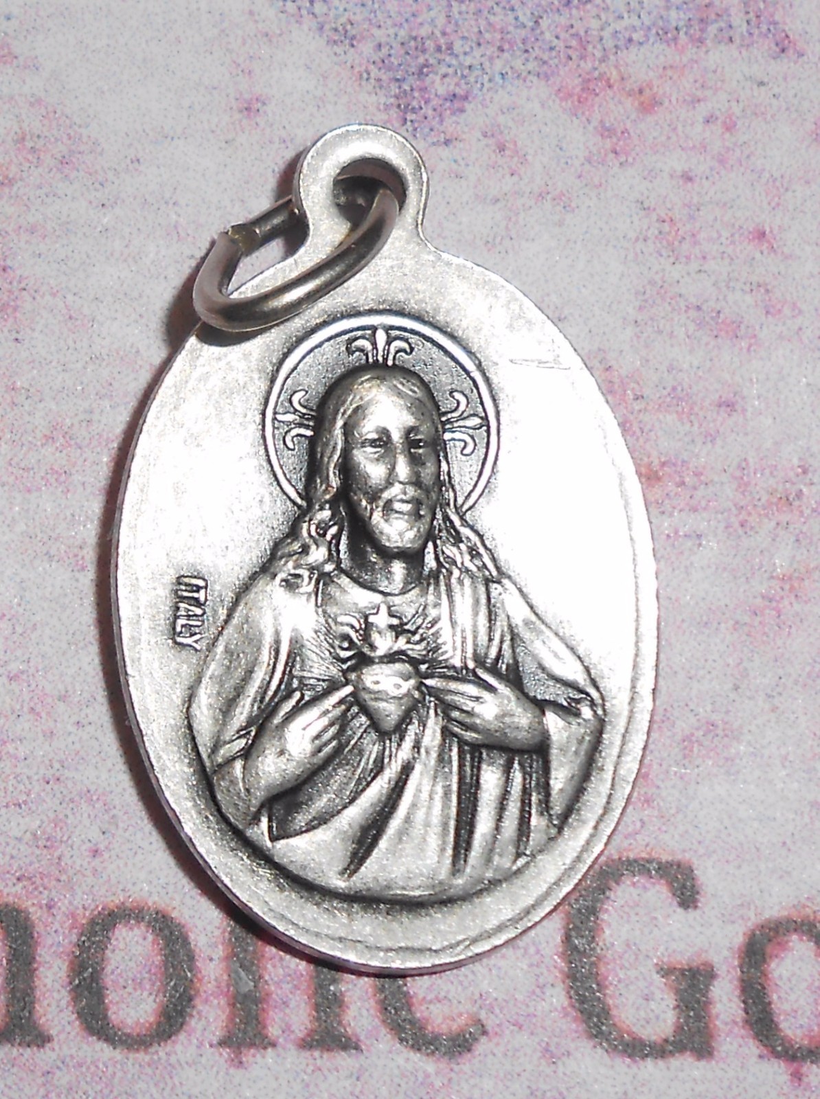 Our Lady of Olives - Sacred Heart - Italian Silver Tone OX 1 inch Medal ...