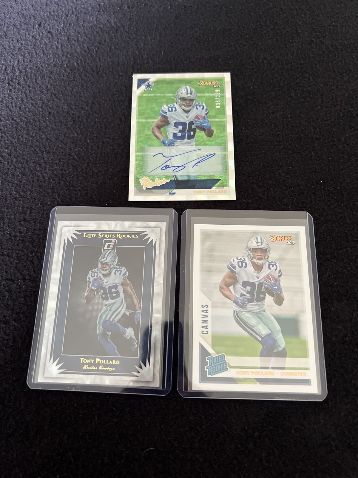 2019 Donruss Tony Pollard The Rookies Auto/Insert/Canvas Rated Rookie. /299!